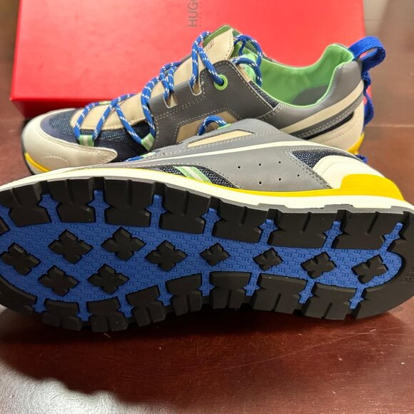 BOSS Panelled-Design Low-Top Leather Sneakers - Picture 10 of 11